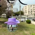 Disco Kugel Auto Hängeornament mit lila Cowboyhut Schlüsselanhänger Rückspiegel Zubehör - Schlüsselanhänger / Lila