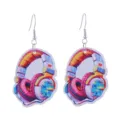 Bunte retro kopfhörer druck holz hängende ohrringe mode statement ohrhänger für frauen schmuck - Stil 4 Kopfhörer