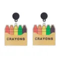 Crayon box acrylic drop earrings cute school supplies teacher day colorful novelty jewelry - Crayon Box Style (E2024-47)