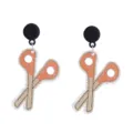 Fun scissor shape acrylic drop earrings, glitter colorful design for teachers and students. - Creative Scissors Style (E2024-47)