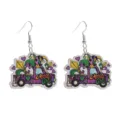 Mardi Gras Holtohrringe mit Karnevalswagen und Narrenkappe Design für festliche Anlässe. - Stil 7 (Festival LKW)