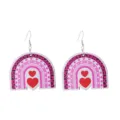 Valentinstag Herz Holz Ohrringe Detail Nahaufnahme rosa Leo Regenbogen süßer Feiertag Stil. - Rosa Leopard Regenbogen Herz Stil (8号)