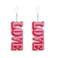 Holz Love Ohrringe mit rosa und roten vertikalen Buchstaben, stylischer Modeschmuck. - Langer Streifen Vertikal Rot Rosa LOVE Stil (17号)