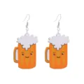 Cute acrylic beer mug earrings with funny smile design, trendy novelty jewelry for women girls. - Beer Cup Shape (Style 7 Hook)