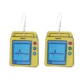 Nurse Day medical monitor wooden earrings cute funny ECG screen drop earrings for women - EKG Monitor Style (No 4)