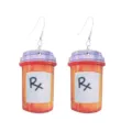 Orecchini pendenti in legno con bottiglia di prescrizione medica divertenti infermiera. - Stile Flacone di Pillole Rx (No 6)