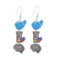 Creative medical theme wooden drop earrings with nurse mask pill brain design for daily wear. - Medical Bottle And Brain Style