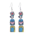 Wooden nurse theme drop earrings with stethoscope and monitor charms, lightweight jewelry. - Stethoscope And Nurse Style