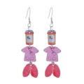 Nurse themed wooden drop earrings, lightweight creative medical doctor jewelry details. - Rx Bottle And Scrubs Style