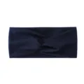 Dark blue twisted headband for women, stylish wide fabric hair band accessory variant. - Navy Blue
