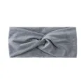 Grey twisted knit headband for women, wide vintage style hair band for daily wear. - Dark Gray