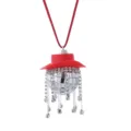 Rosa Cowboyhut Disco Kugel Auto Hängeornament für Rückspiegel süße Weihnachtsdeko - Strass Roter Hut