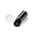 Close up of black elastic hair ties stored in a transparent plastic jar detail view. - 100 Pieces Pack / Thin Black