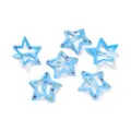 Close up detail of blue star shaped metal hair clips with colorful painted dots design. - 10 Pieces Pack / Spotted Blue