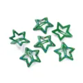 Detailed shot of green star metal snap hair clips with colorful dotted decor for kids. - 10 Pieces Pack / Spotted Dark Green