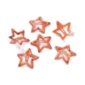 Details of cute children's orange star hair clips, hollow metal BB clips with colorful dot decor. - Spotted Orange