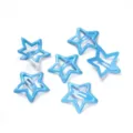 Blue star shaped snap hair clips cute hollow metal hair accessories for kids and girls - Blue Smooth