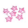 Cute pink star hair clips set, hollow metal BB clips for kids fringe styling accessories. - Glossy Rose Red