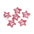 Pink star hair clips set, cute metal snap BB clips for kids, stylish fringe side hair accessories. - Glossy Watermelon Red
