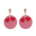 Süße rosa herzaugen smiley ton hängeohrringe für damen romantisches geschenk. - Rosa Runde Smiley Gesicht Herz Augen Ohrringe