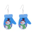 Weihnachtliche blaue Handschuh Schneemann Ohrringe, festliche Acryl Hängeohrringe für Geschenke. - Stil 8 (Blauer Glitzer Fäustling)