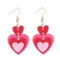 Charmante mehrschichtige Herz-Ohrringe, süßes rosa-rotes Farbblock-Design für Damen. - Rosa Rot Kontrast Mehrlagige Acryl Herz Ohrringe