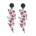Sports theme acrylic drop earrings with basketball football baseball and soccer ball patterns. - Basketball Style (No. 4 Stud)
