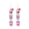 Valentinstag Kaffee Tasse Leoparden Herz Holz Lange Hänge Ohrringe für Party Fest Schmuck - Rose Kaffeetasse Muster (Nr.2)