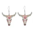 Antike hölzerne Stierschädel Ohrringe, westlicher Boho Ethno Stil Baumelschmuck Damen. - Ethno Geometrisches Totem Stil (Stil 9)