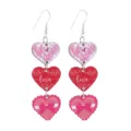 Valentinstag Holz Herzen lange Ohrringe mit süßen Liebesdrucken für festliche Party Outfits. - Geschichtetes Herz Muster (Nr.13)