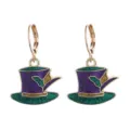 Boucles d'oreilles chapeau haut de forme paillettes, bijoux fantaisie de fête et carnaval. - Style 1 (Haut-de-forme)