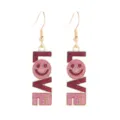Modische LOVE Ohrhänger mit rotem Glitzer Emaille und Smiley Gesicht für romantische Geschenke. - LOVE Smiley Lange Ausführung (6号)
