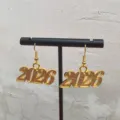 Goldene 2026 Zahlen Ohrringe, Neujahr Themen Statement Schmuck fuer Damen und Maedchen. - Legierung Glitzer Stil (Zahlen 2026) / Gold