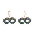 Boucles d'oreilles créoles masque paillettes carnaval Mardi Gras bijoux de fête - Style 5 (Masque à motif losanges)