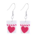Valentinstag rosa Herz Umschlag Ohrringe, süße Harz Hängeohrringe für Damen Geschenk Alltag. - Rosa-Weiß Gedrehte Schleife 3D Herz Weißer Umschlag Ohrringe