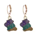 Boucles d'oreilles festives Mardi Gras avec émail à paillettes colorées de fête. - Style 6 (Impression de lettres ondulées)