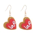 Romantische Valentinstag Herz Ohrringe mit Liebesmotiv, bunter modischer Damenschmuck. - Braun-Rot Kontrast 3D Herz Love Buchstabe Ohrringe