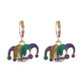 Boucles d'oreilles chapeau de jeteur Mardi Gras émail pailleté, bijoux de fête fantaisie. - Style 9 (Chapeau de bouffon émail paillettes)