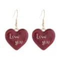 Rote Glitzer Herz Ohrringe mit Liebesbrief Detail fur Damen Alltag Mode Accessoire Schmuck. - Love You Herz Stil (14号)