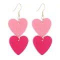 Valentinstag doppelte Herz Ohrringe rosa Harz Hängeohrringe romantisches Geschenk für Frauen - Hellrosa Magenta Doppelherz BE MINE LOVE Bedruckte Ohrringe