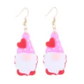 Valentinstag rosa Zwerg Ohrringe süsse Herz Baumelohren festliche Schmuck Geschenke Damen - Rosa-Weiß-Rot Kontrast Herz Punkte Gnome Ohrringe