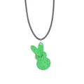 Grüne Glitzer Hase Anhänger Halskette mit schwarzer Kordel für Frauen Ostern Schmuck Geschenk. - Halskette Stil / Grün