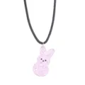 Rosa glitzernde Acryl Ostershase Anhänger Halskette mit schwarzem Kordelband Schmuck - Halskette Stil / Rosa