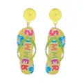Yellow acrylic flip-flop earring detail, cute summer beach style fashion accessory - Style 3 (Yellow SUMMER Letters)