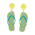Summer beach acrylic flip flop earrings with citrus lime slice glitter design for women. - Style 4 (Lime Slice)