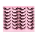 Gros plan détaillé de faux cils multiples disposés proprement sur un plateau rose. - Ensemble de 14 paires
