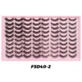 Detailed view of 40 pairs false eyelashes in pink tray, natural dense style bulk pack. - Explosive Style (F5D40-2) / 40 Pairs Set