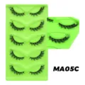 Großhandel grenzüberschreitende flauschige künstliche Wimpern Set mit neongrüner Schale für Make-up. - Messy-Stil (MA05C) / 5 Paare (Grünes Tablett)