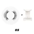 Magnetische Wimpern Set mit runder Aufbewahrungsbox und weißem Applikator für Tages Make-up. - Stil 05 (Einfaches Quantenmagnet-Set)