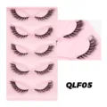 Künstliche Wimpern dicke Cat-Eye ausgestellte Form europäisches Make-up 5 Paare Set Box - Flauschige Wimper Rosa Großes Tablett (QLF05)